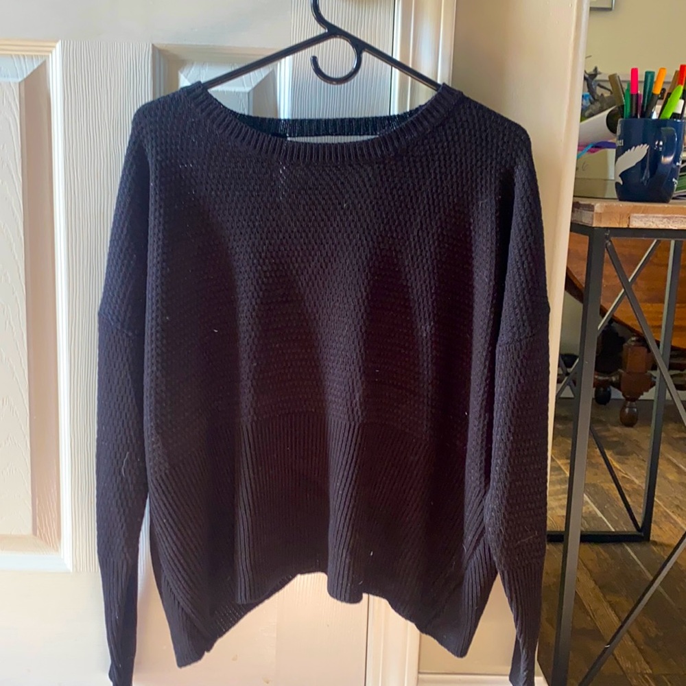 Black open back sweater